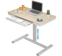 Table de lit réglable en hauteur pour bureau à domicile, bureau d'ordinateur assis-debout manuel avec tiroir, table d'étude réglable en hauteur
