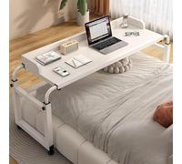 Table de lit réglable pour lit double/grand lit/très grand lit, bureau de chevet mobile avec roulettes, table médicale à roulettes pour ordinateur et plateau alimentaire, hauteur réglable de 115 à 210