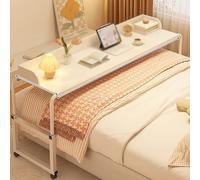 Table de lit réglable pour lit king size, design blanc moderne, hauteur réglable de 100 cm x 65 à 95 cm, parfaite pour une utilisation en intérieur
