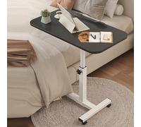 Table de lit roulante réglable en hauteur avec roulettes Table de plateau inclinable pour ordinateur portable, canapé et lit, table d'appoint mobile avec bandes déflectrices simples (couleur : noir