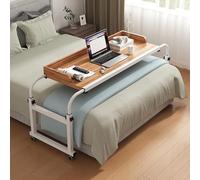 Table De Lit Roulante Réglable,table De Lit A Roulette Table D'ordinateur Portable Pour Lit Mobile Bureau Portable Pour Lit Ou Fauteuil Inclinable(Color:Bois)