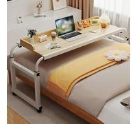 Table De Lit Roulette,hauteur Et Largeur Réglables Au-dessus Du Lit, Table De Chevet Table D'ordinateur Portable Pour Lit Mobile(Color:Bois)