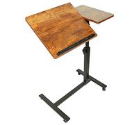 Table de Lit Roulette, Table pour Ordinateur Table Hauteur Bois, Portable Hauteur réglable roulettes Support Pliable,360° Bureau D'ordinateur Levage Rotatif H x l x P: 60 * 34.5 * 58-90cm(Marron)