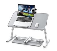 Table de lit, SAIJI Lap Desk, Cuir Durable, Hauteur et Angle d'inclinaison, Pliable, Anti-Chute, jusqu'à 17in Notebook, pour lit, Sofa, Board (Gris, 52 * 30cm)