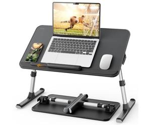 Table de lit, SAIJI Lapdesk, Cuir Confortable, Hauteur et Angle d'inclinaison, Pliable, Antichoc, jusqu'à 17in Notebook, pour lit, canapé, Board (Noir, 52 * 30cm)