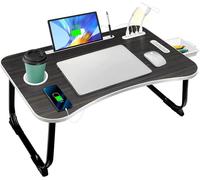 Table De Lit Support Ordinateur Portable,Table Pliante Avec 4 Ports Usb/Tiroir/Support Tablette/Poignée/Tasse Fente,Table Pour Lit