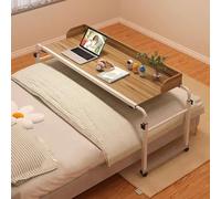 Table De Lit Sur Roulette，Table De Lit CroiséE Support Pour Ordinateur Portableroulant Lit Table Bureau RéGlable En Hauteur Et En Longueur De Nourriture Table MéDicale Roulante Pour(Color:bois)