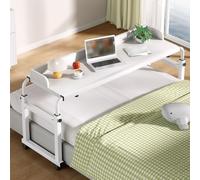 Table De Lit Sur Roulettes，Bureau Pour Ordinateur Portable, Angle Et Hauteur Réglables Table De Chevet Réglable Pour Bureau, Lit, Canapé, Hôpital, Lecture(Color:Blanc)