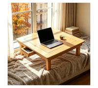 Table De Lit, Table Pliante Camping avec Tiroirs, Portable Lecture Loisirs pour Le Salon, La Maison Ou Le Balcon(Wood Tone,70 * 70 * 32cm)