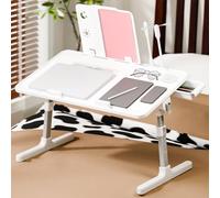 Table de Lit, Version Améliorée 2025 Multifonction Table de Lit Pliable, Hauteur Réglable Table de Lit pour Ordinateur Portable, pour Le L'étude, La Lecture et Yoga (A)