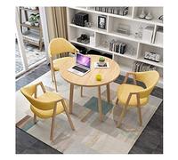 Table de loisirs et chaise combinaison bureau réception table ronde salon table à manger style simple design moderne 1 table 3 chaises (couleur : kaki) (jaune)