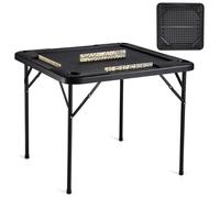 Table de Mahjong Pliable pour 4 Joueurs-VEVOR-90 x 90 x 74 cm-Table de Jeu de Cartes-avec Plateau Vert Résistant à l'Usure-Noir