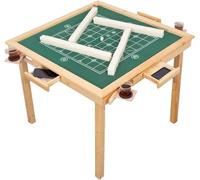 Table de Mahjong Pliante - Jeu Multifonction Poker Domino Blackjack 4 Joueurs Tiroirs Cachés Soirée Familiale