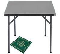 Table de mahjong pliante portable - Table carrée pour mahjong poker et jeux de domino - Idéale pour les réunions de famille et les soirées de jeu - Dessus en tissu gris durable