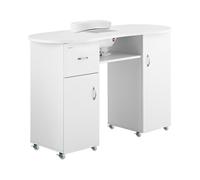 Table de manucure - 1 200 x 503 x 803 mm - Blanc - Avec aspiration et repose-main | physa