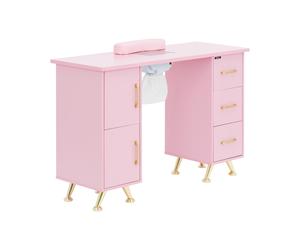 Table de manucure - avec aspiration - Rose / Doré - 3 tiroirs - repose-mains | physa