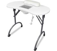 Table de manucure avec aspiration Table de manucure pliable avec accoudoirs Tiroirs et sac de transport Manucure Table portable Aspirateur à ongles 90 x 37 x 77 cm - Blanc CEEDIR