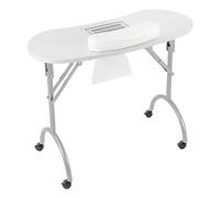 Table de manucure avec aspiration, table de salon de manucure, pliable, kit de salon de manucure, table à ongles pliable avec aspiration de poussière pour ongles, rouleaux et repose-poignet (blanc)