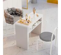 Table de manucure avec collecteur de poussière intégré et prise cachée - Poste de travail de salon de manucure avec dessus en marbre, pieds robustes et finition lisse pour une utilisation à la maison