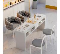 Table de manucure avec collecteur de poussière intégré et prise cachée - Poste de travail de salon de manucure avec dessus en marbre, pieds robustes et finition lisse pour une utilisation à la maison