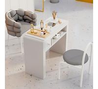 Table de manucure avec collecteur de poussière intégré et prise cachée - Poste de travail de salon de manucure avec dessus en marbre, pieds robustes et finition lisse pour une utilisation à la maison