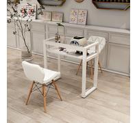 Table de manucure avec plateau en verre et cadre en métal pour salon de beauté moderne