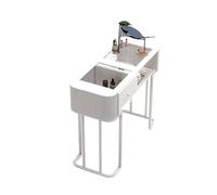 Table de manucure - Bureau professionnel pour nail art avec tiroir et étagères, beauté moderne en bois pour salon, spa, usage domestique, surface de travail en verre