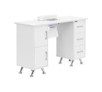 Table de manucure physa - avec aspiration - blanc / argenté - 3 tiroirs - repose-mains