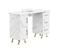 Table de manucure physa - avec aspiration - Marbré / Doré - 3 tiroirs - repose-mains