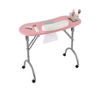 Table de manucure pliable avec aspiration Rose | Table de manucure mobile avec aspirateur, 4 roulettes et sac de transport pour salon de manucure et maison