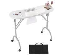 Table de manucure pliable avec aspiration - Table à ongles portable avec aspirateur à ongles, roue, sac à poussière, convient pour les salons de manucure, les salons de beauté, le soin des ongles