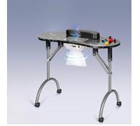 Table de manucure pliable avec aspiration, table de travail des ongles multifonction avec roulettes, aspirateur à ongles intégré, pour salons de manucure, salons de beauté, maisons (noir, avec imprimé