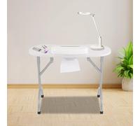 Table de manucure pliable avec ventouse - Portable - Moderne - Pour technicien des ongles - Table de manucure portable - Table de manucure mobile - Station à ongles pliable - Établi de beauté (blanc)