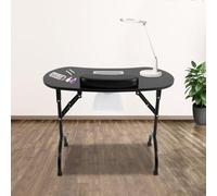Table de manucure pliable avec ventouse - Portable - Moderne - Pour technicien des ongles - Table de manucure portable - Table de manucure mobile - Station à ongles pliable - Établi de beauté (noir)
