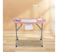 Table de manucure pliable avec ventouse - Portable - Moderne - Pour technicien des ongles - Table de manucure portable - Table de manucure mobile - Station à ongles pliable - Établi de beauté (rose)