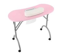 Table de manucure pliable - Table à ongles mobile avec aspiration de la poussière - Table de manucure pliable avec sac à poussière - Idéal pour le salon, les ménages - Rose