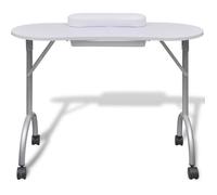Table de manucure pliante blanche avec roulettes Table console