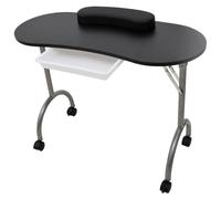 Table de manucure pliante noir avec roulettes et tiroir Mobilier manucure vidaXL