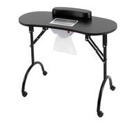 Table de manucure pliante professionnelle avec aspiration, table à ongles pliable, table de manucure mobile avec roulettes, sac de transport (noir)