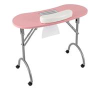 Table de manucure portable - 90 x 40 x 72 cm - Rose - Capacité de poids : 30 kg - Avec 3 sacs d'aspirateur et coussinet de poignet pour la coupe, la beauté, le soin des ongles