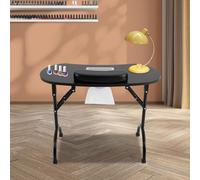 Table de manucure portable, table de manucure avec ventouse, noire, pliable, avec 3 sacs d'aspirateur pour couper, beauté, soin des ongles, 90 x 40 x 72,5 cm