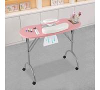 Table de manucure pour reconstruction des ongles - Table de salon de manucure - Avec ventouse - Table à ongles pliable - Portable - Moderne - Beauté - Soins des ongles disponibles (rose)