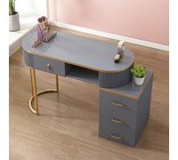 Table de Manucure Pour Technicienne D'ongles，table de Nail Art Professionnelle Équipement de Nail Art Avec Armoire Latérale Et Tiroirs，station de Travail en Bois Pour Salon de Beauté et Spa
