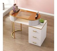Table de Manucure Pour Technicienne D'ongles，table de Nail Art Professionnelle Équipement de Nail Art Avec Armoire Latérale Et Tiroirs，station de Travail en Bois Pour Salon de Beauté et Spa