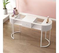 Table de Manucure Pour Technicienne D'ongles，table de Nail Art Professionnelle Équipement de Nail Art Avec Armoire Latérale Et Tiroirs，station de Travail en Bois Pour Salon de Beauté et Spa