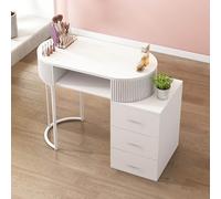 Table de Manucure Pour Technicienne D'ongles，table de Nail Art Professionnelle Équipement de Nail Art Avec Armoire Latérale Et Tiroirs，station de Travail en Bois Pour Salon de Beauté et Spa