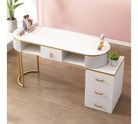 Table de Manucure Pour Technicienne D'ongles，table de Nail Art Professionnelle Équipement de Nail Art Avec Armoire Latérale Et Tiroirs，station de Travail en Bois Pour Salon de Beauté et Spa