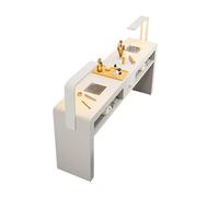 Table de manucure professionnelle avec collecteur de poussière et lampe LED - Bureau de beauté des ongles avec tiroirs de rangement pour spa et salon