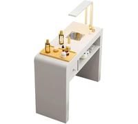 Table de manucure professionnelle avec collecteur de poussière et lampe LED, bureau de salon de spa, station de travail avec tiroirs de rangement pour services de beauté