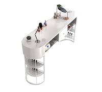 Table de manucure professionnelle avec tiroirs de rangement et étagères ouvertes, plateau en verre durable pour salons et détaillants de beauté